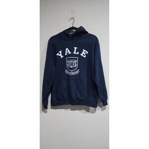 VTG Yale Ivy Sport Hooded Sweatshirt Unisex  Sz Medium Navy Pullover Y2K Preppy